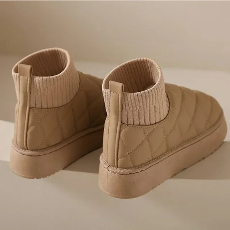 Cozy Knit Sock Booties with Thick Sole and Warm Lining