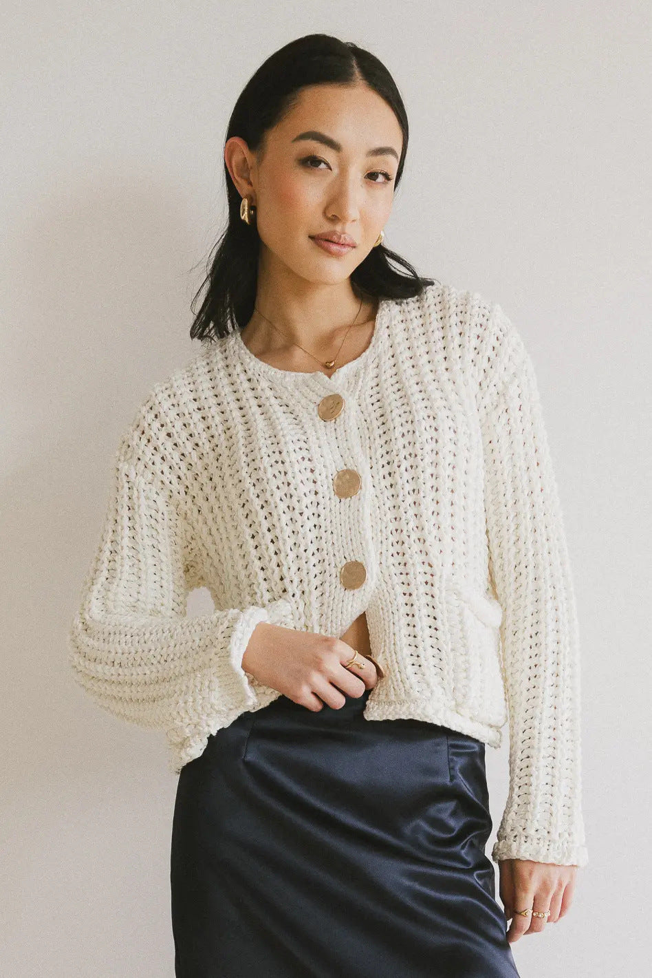 Cozy Chic Women's Buttoned Cardigan with Pockets