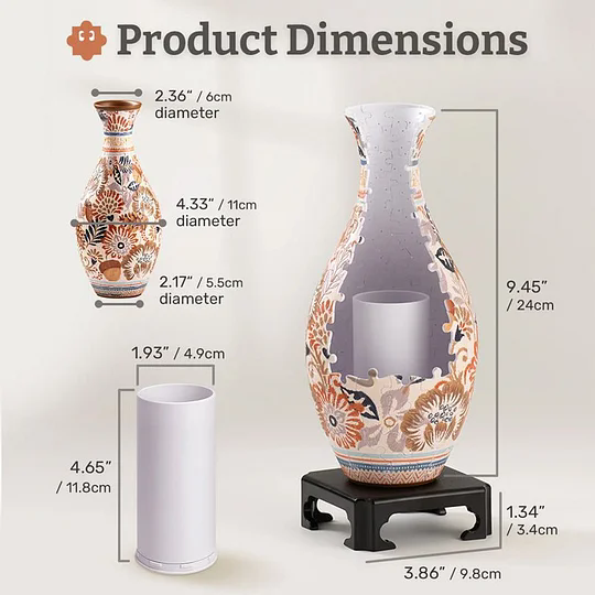3D Floral Jigsaw Puzzle Vase Decor