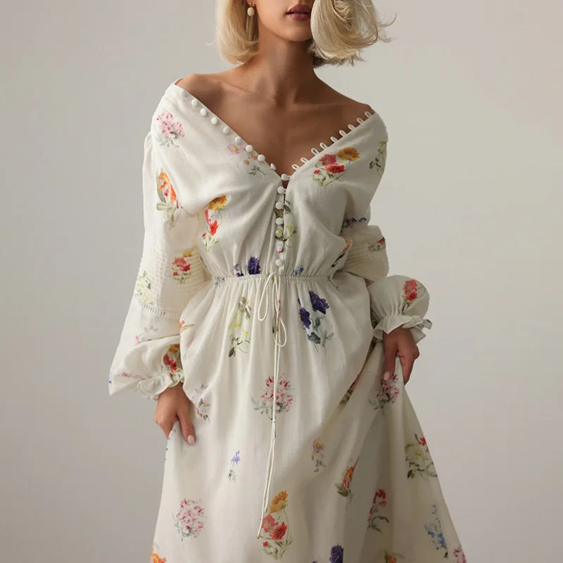 Elegant Long Sleeve Chiffon Dress
