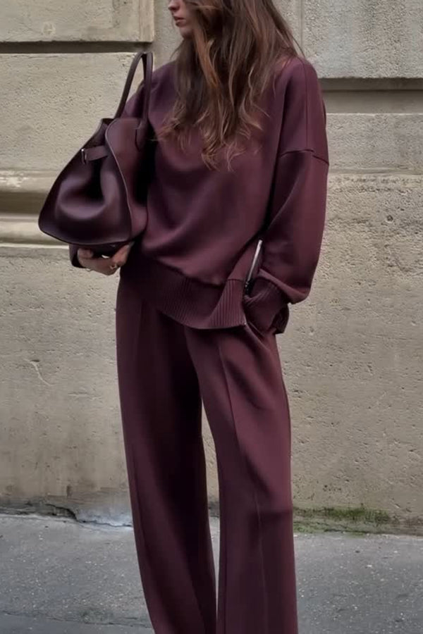 Cozy Turtleneck Sweatshirt & Elastic Waist Pocketed Pants Set