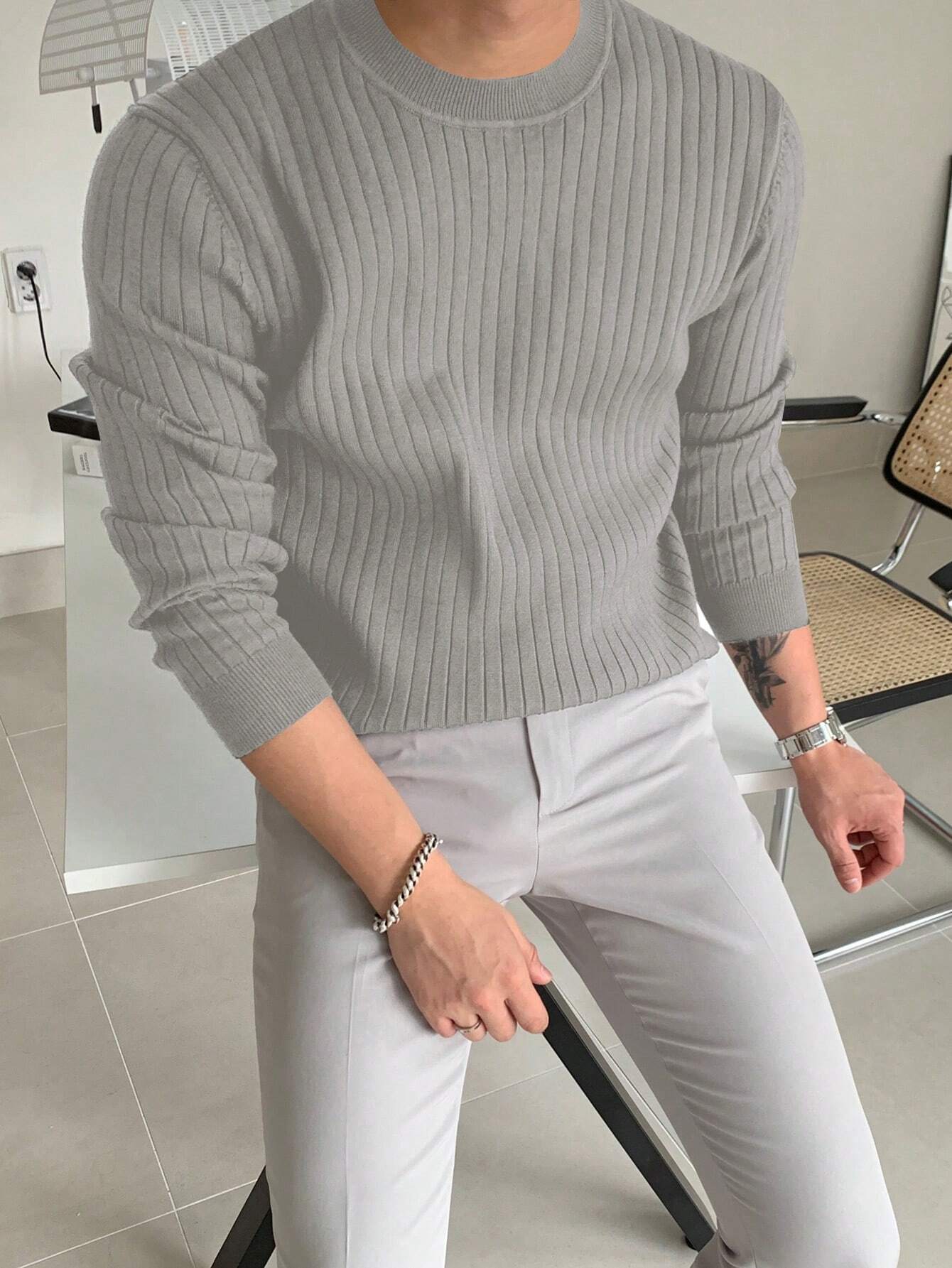 Cozy Knit Sweater for Men Soft Warm Casual Pullover