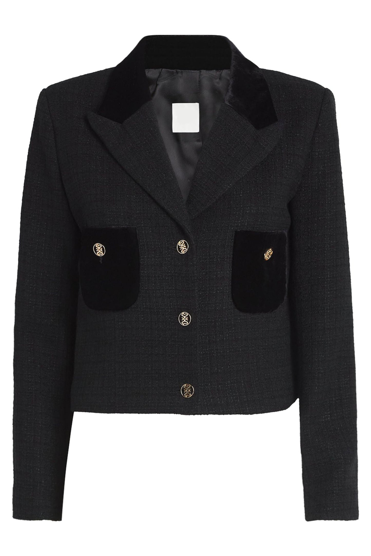 Velvet Blazer with Metal Button Details