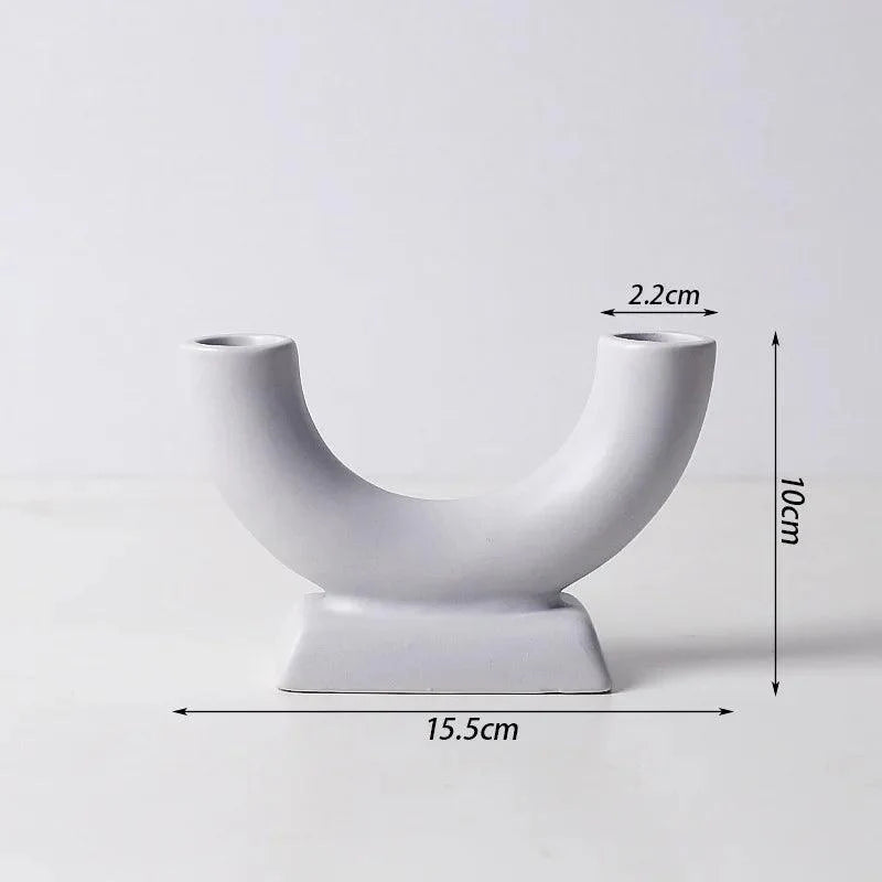 Minimalist Scandinavian Iron and Glass Candle Holder Vase