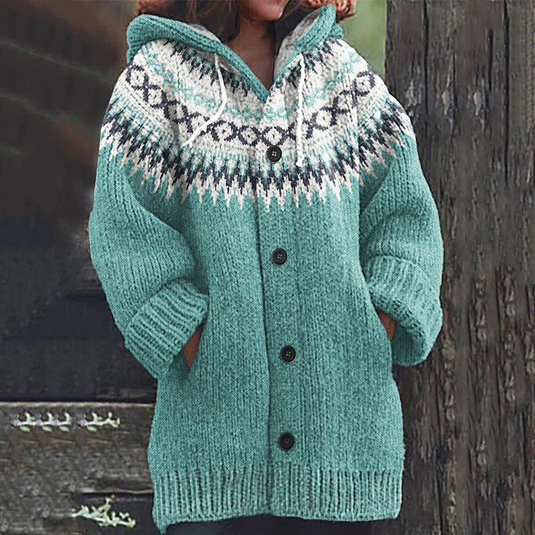 Warm Knit Printed Cardigan