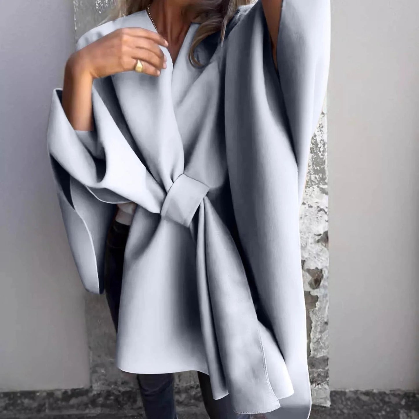 Cozy Knit Long Cardigan with Batwing Sleeves