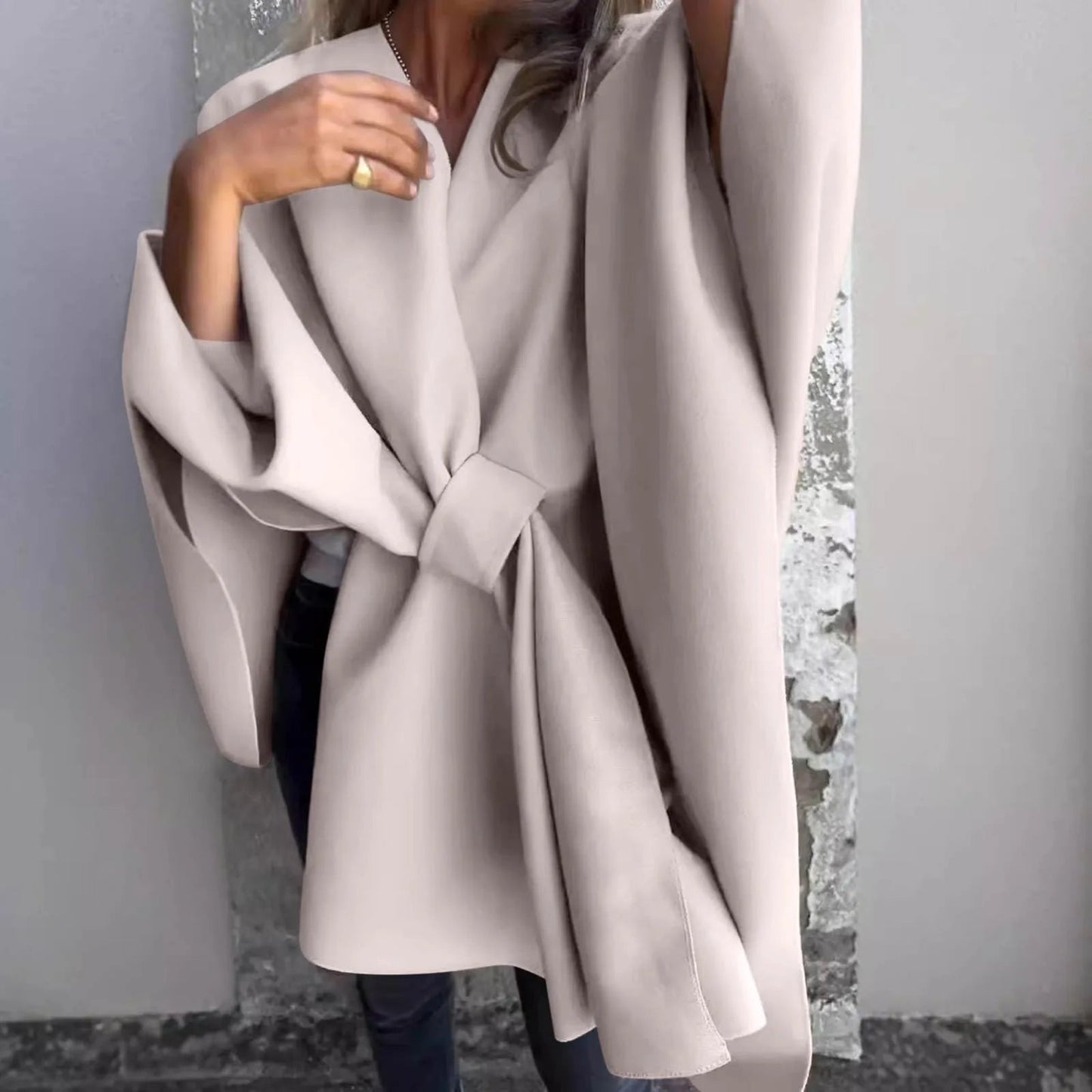 Cozy Knit Long Cardigan with Batwing Sleeves