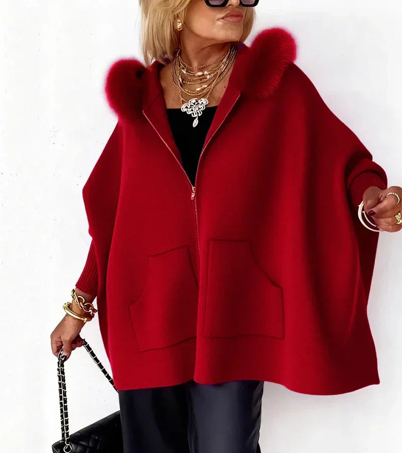 Casual Hooded Coat with Luxurious Fur Collar