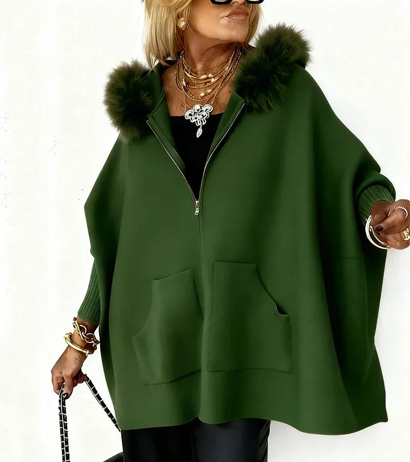 Casual Hooded Coat with Luxurious Fur Collar