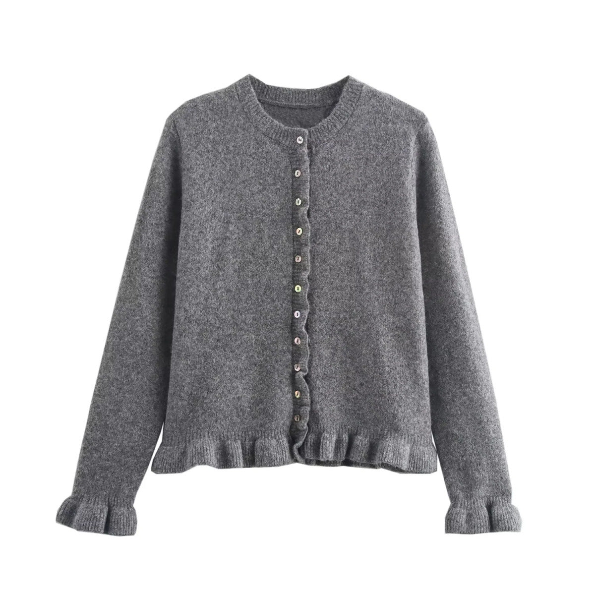 Ruffle Trim Button-Up Women's Cardigan Chic Layering Top