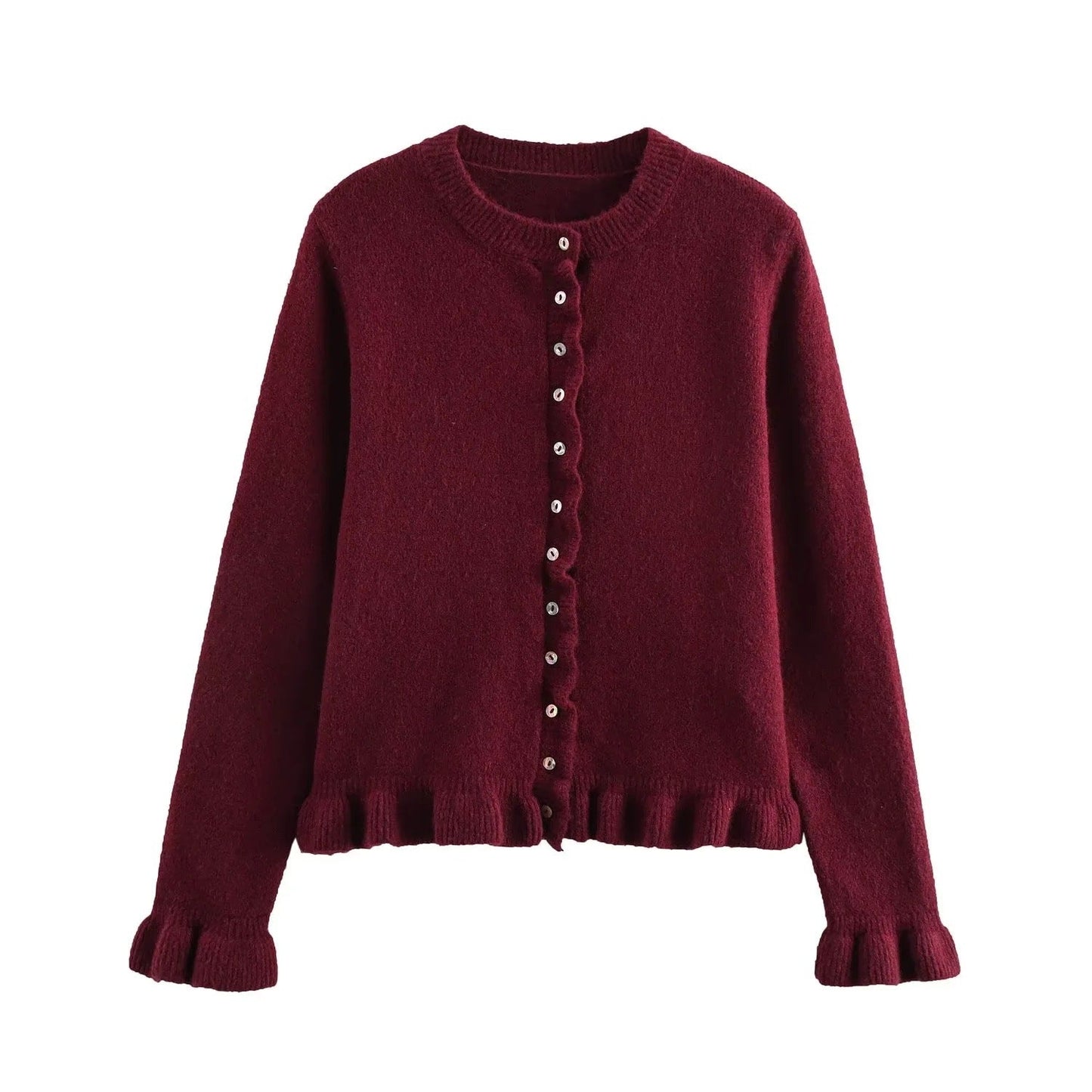 Ruffle Trim Button-Up Women's Cardigan Chic Layering Top