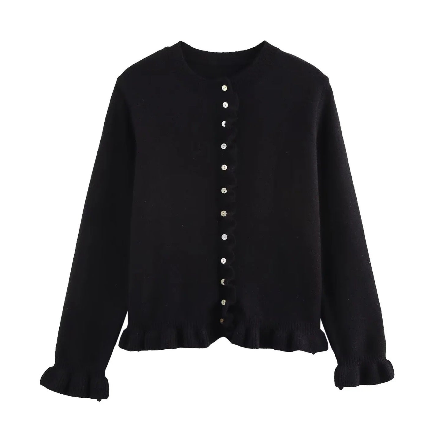 Ruffle Trim Button-Up Women's Cardigan Chic Layering Top