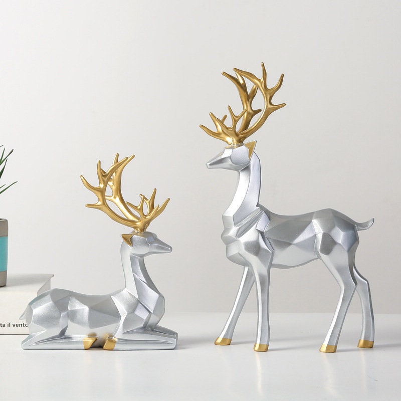 LuxeNest™ - Golden Deer Resin Sculpture for Elegant Home Decor