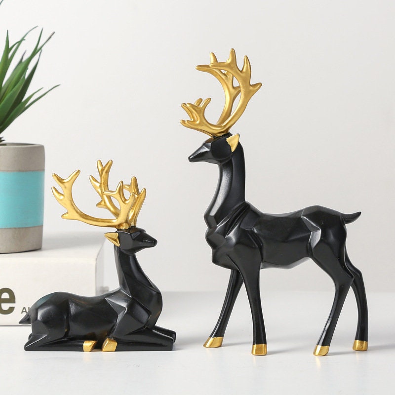 LuxeNest™ - Golden Deer Resin Sculpture for Elegant Home Decor