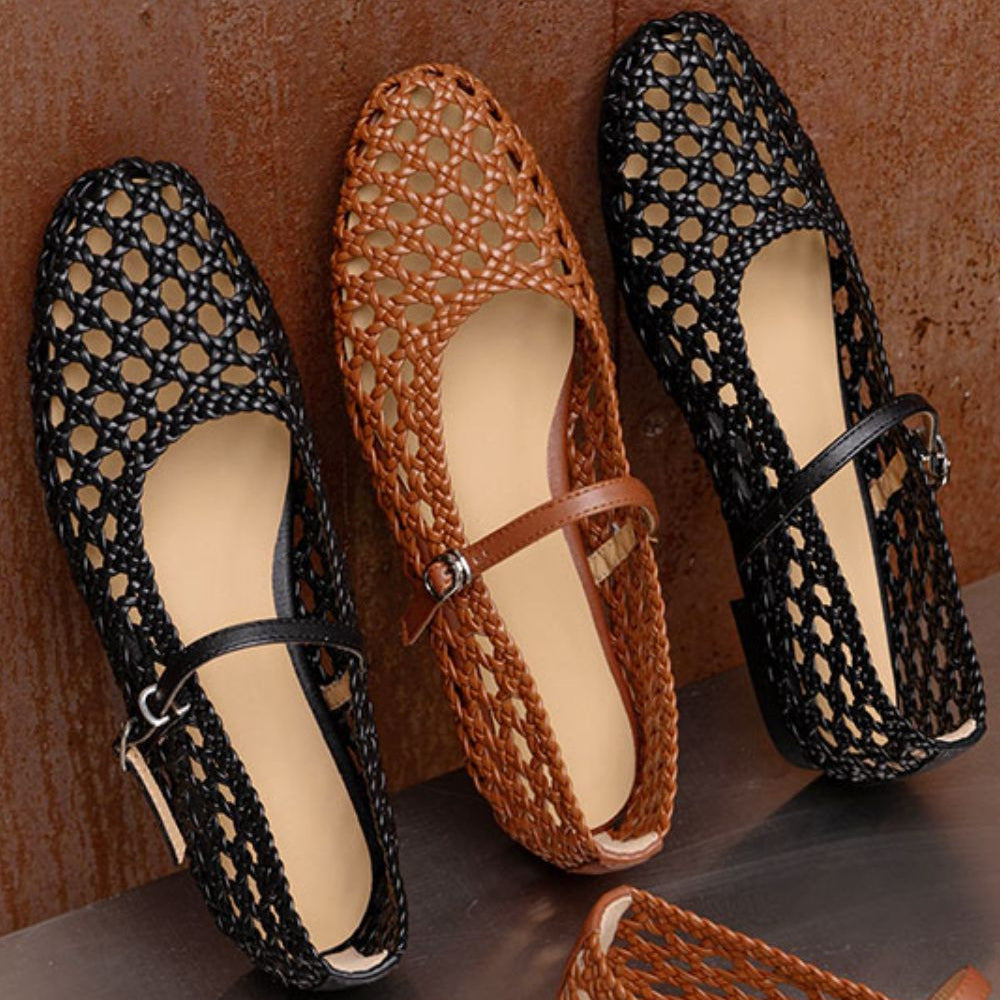 Women's Woven Mesh Mary Jane Flats