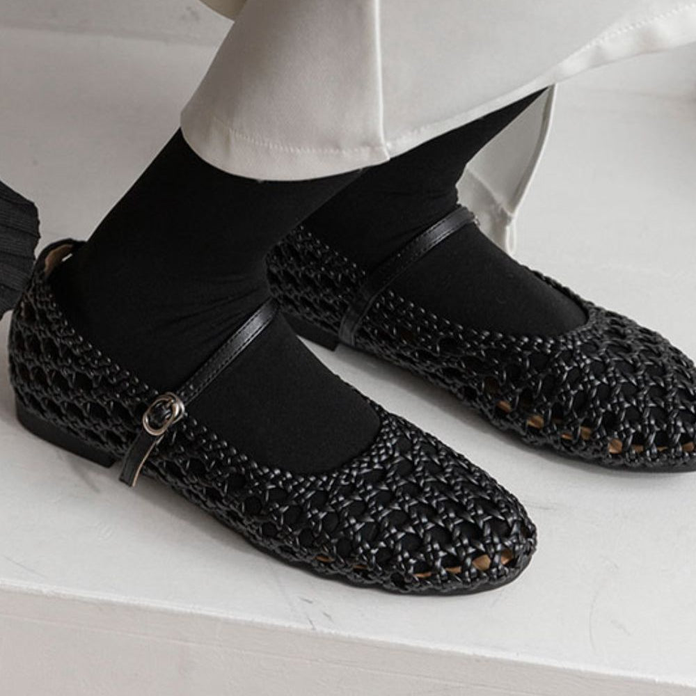 Women's Woven Mesh Mary Jane Flats