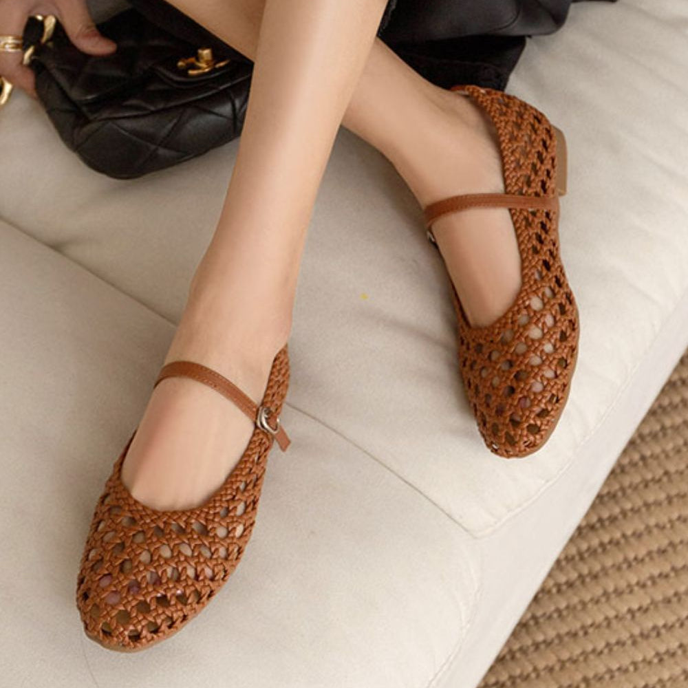 Women's Woven Mesh Mary Jane Flats