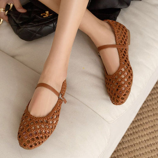 Women's Woven Mesh Mary Jane Flats