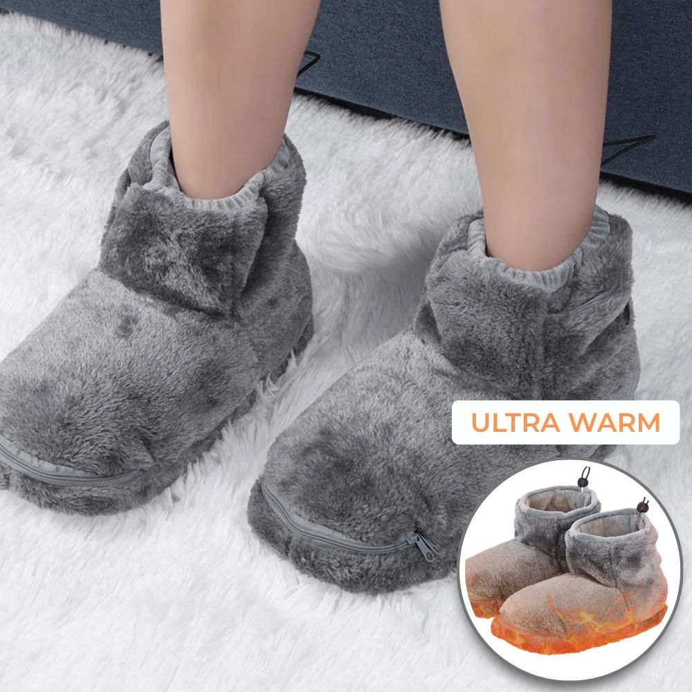 WarmFeet™ - USB Heated Plush Lined Slippers for Cozy Comfort