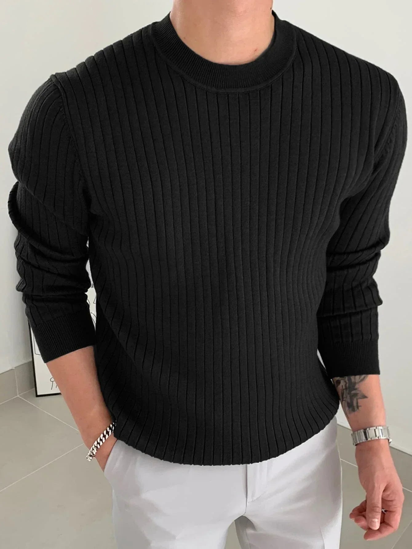 Cozy Knit Sweater for Men Soft Warm Casual Pullover