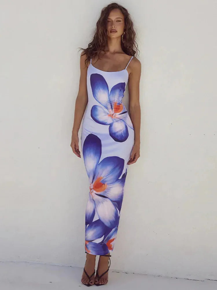 Flowy Long Floral Print Dress