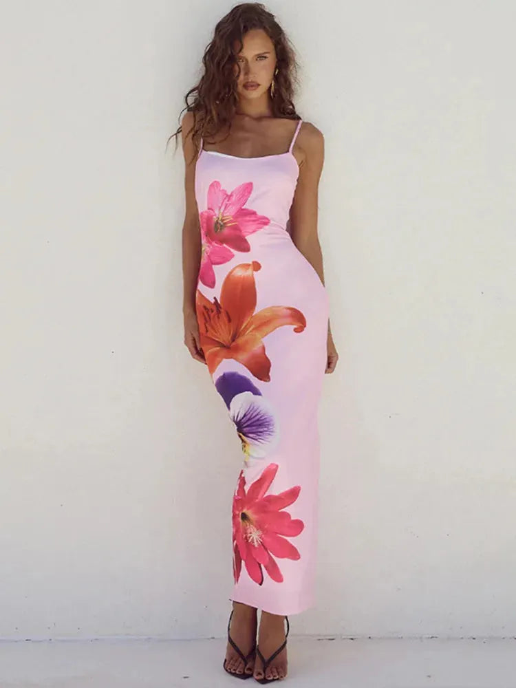 Flowy Long Floral Print Dress