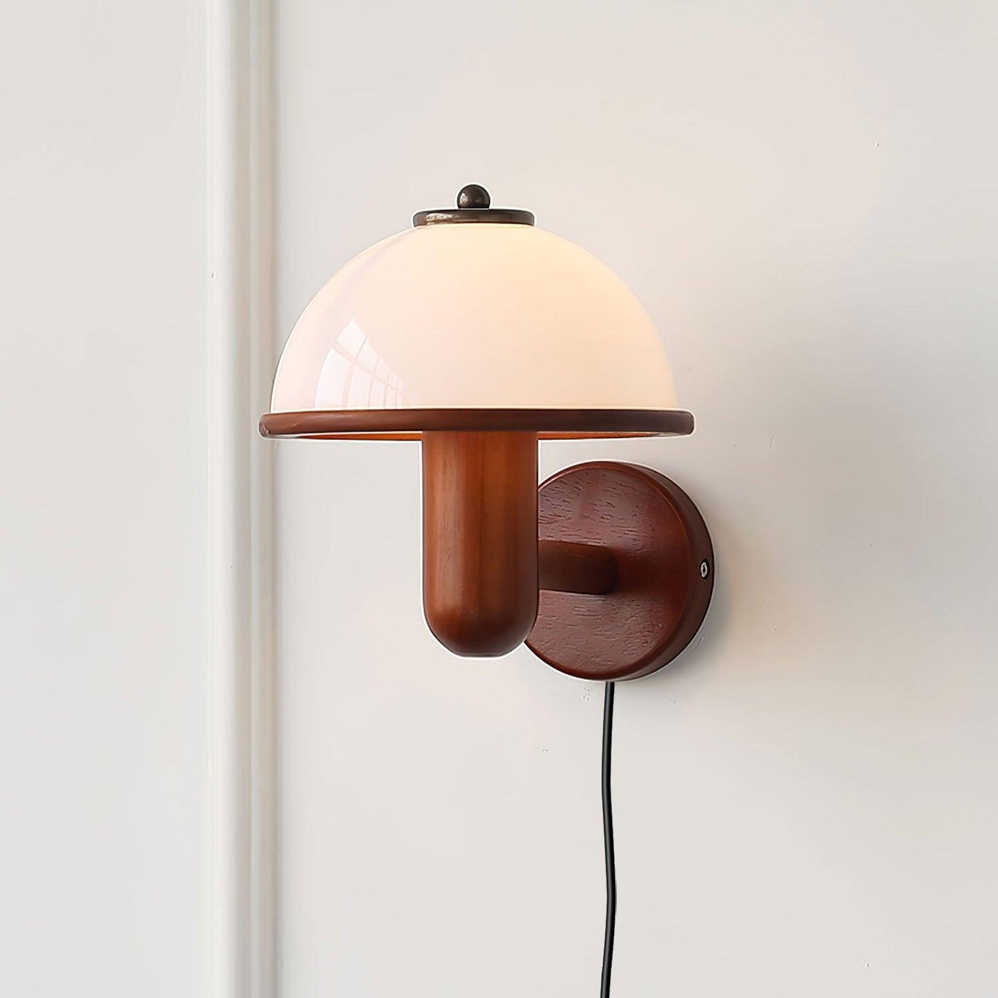 Schitterende Houten Wandlamp in Paddestoelvorm