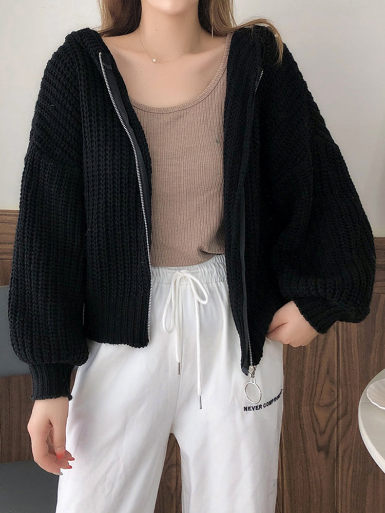 CozyNest™ - Hooded Zipper Knit Sweater for Women