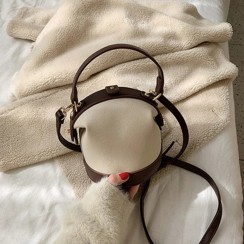 Retro Chic Bucket Shoulder Handbag