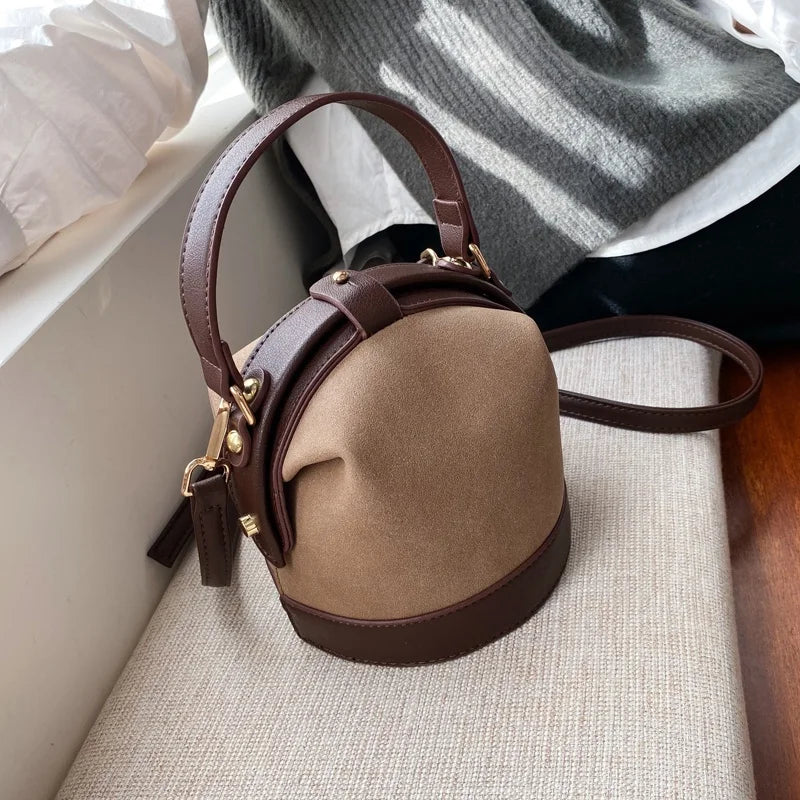 Retro Chic Bucket Shoulder Handbag
