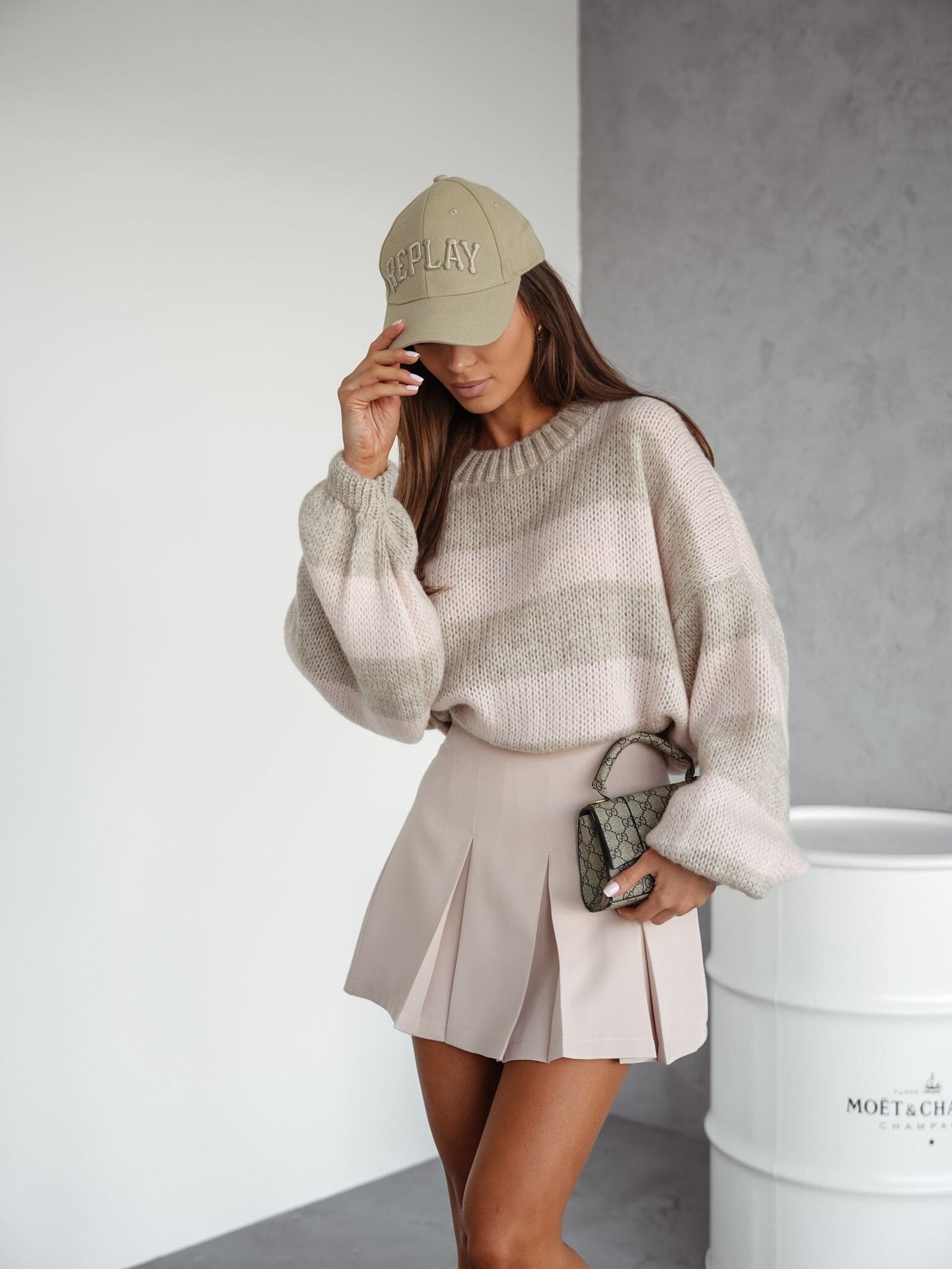 Lightweight Airy Knit Sweater with Relaxed Fit Sleeves