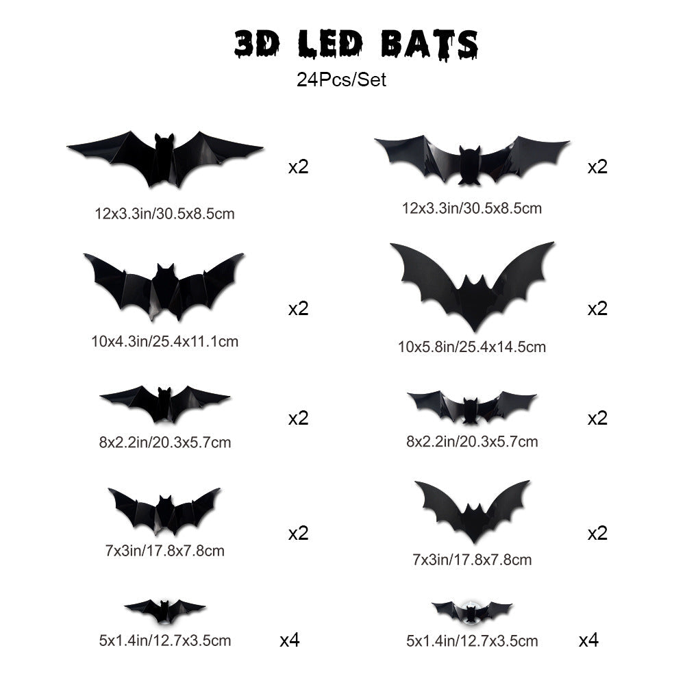 Spooky Halloween LED 3D Bat Wall Decor