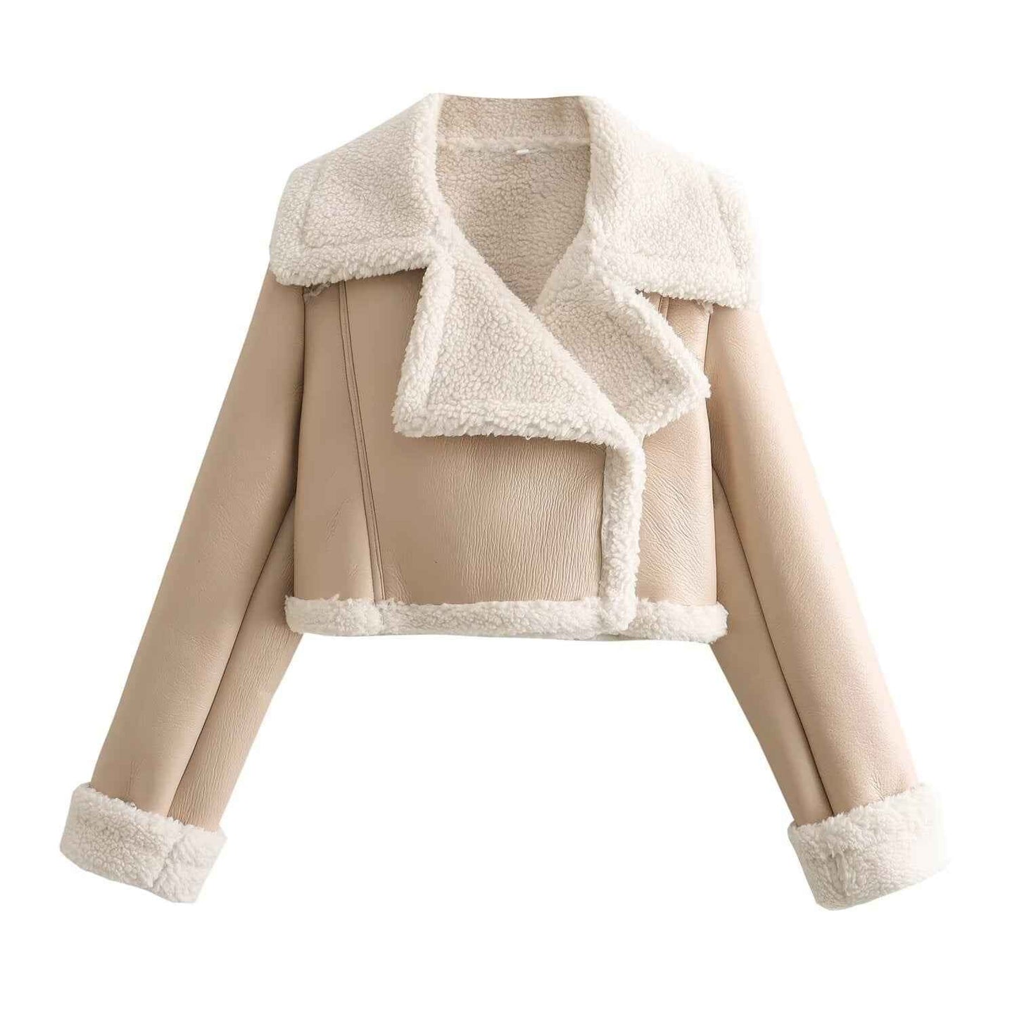 Chic Women's Short Jacket with Warm Teddy Lining