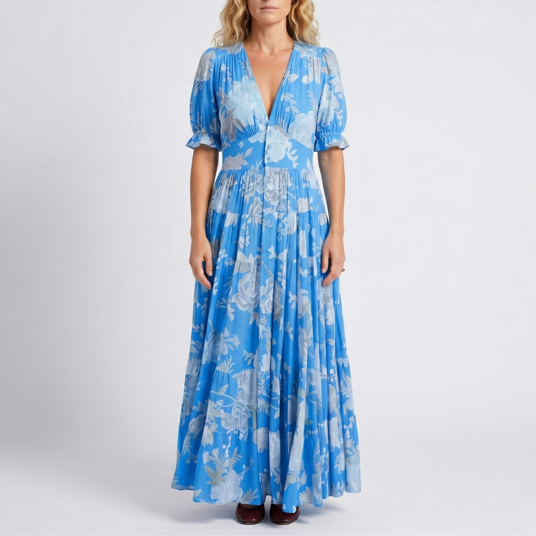 Minelda™ - Elegant Floral V-Neck Dress
