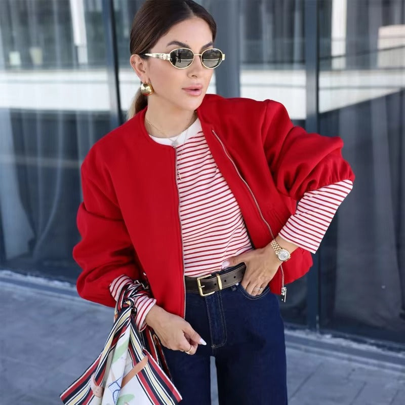 Zipper Soft Cropped Women’s Bomber Jacket