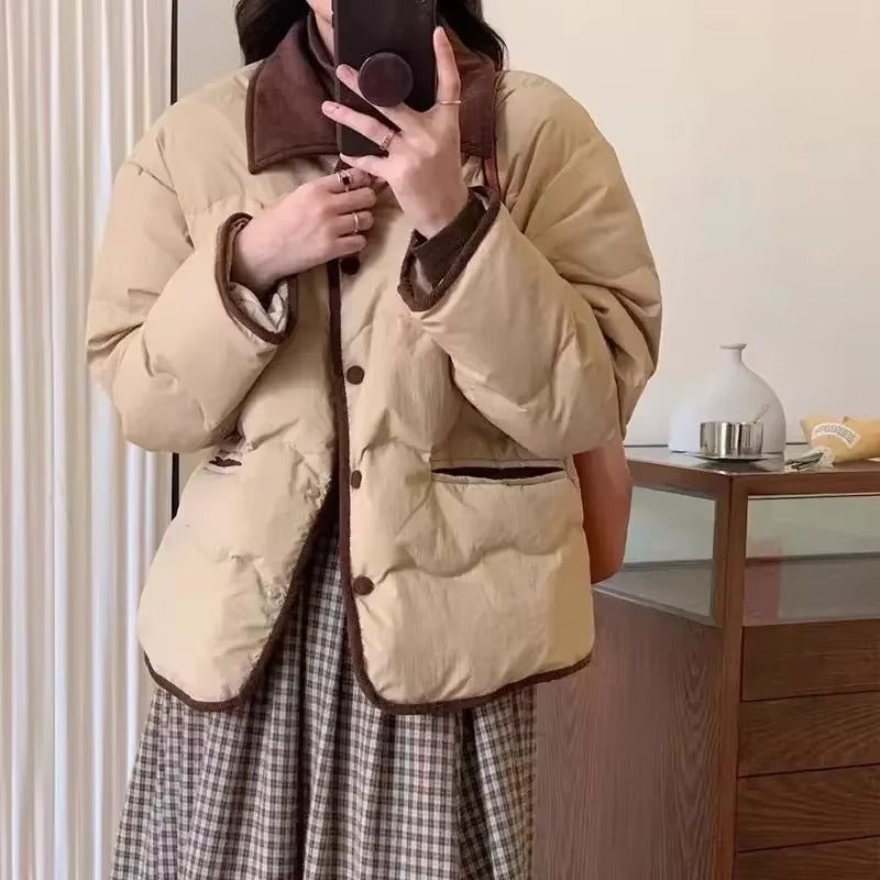 Collared Button-Up Puffer Jacket