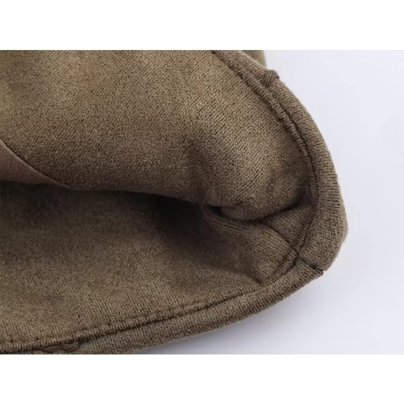 Suede Texture Embroidered Bomber Jacket