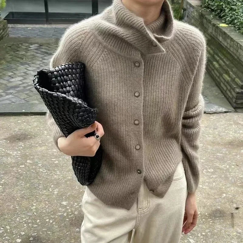 Cozy Turtleneck Buttoned Sweater for Women