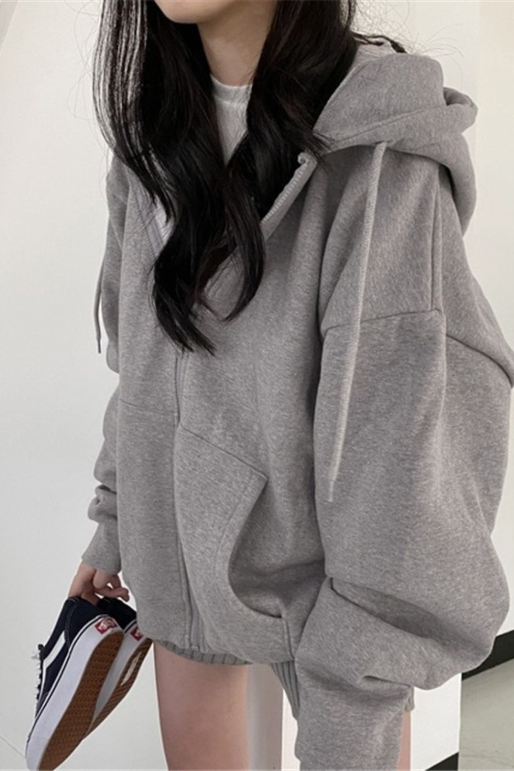 Oversized Korean Style Solid Color Hoodie