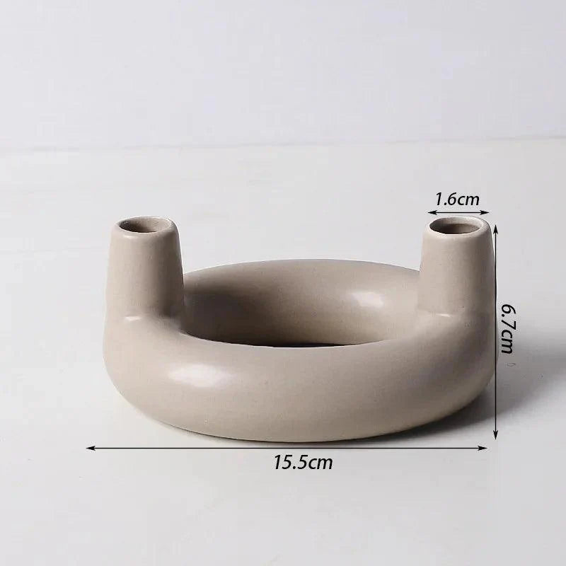 Minimalist Scandinavian Iron and Glass Candle Holder Vase