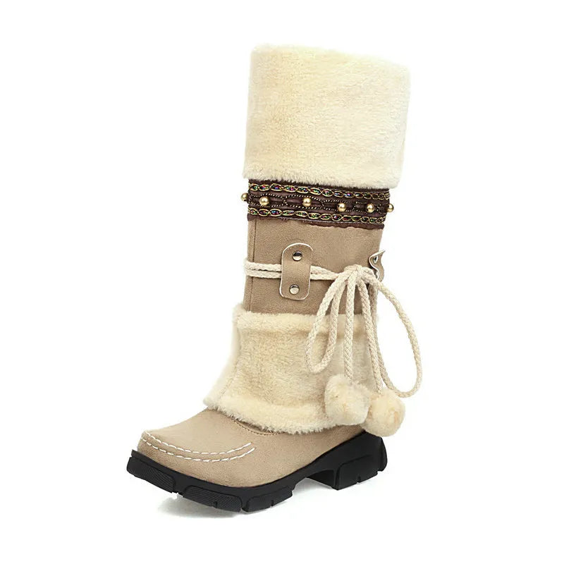 Boho Chic Faux Suede Knee-High Winter Boots