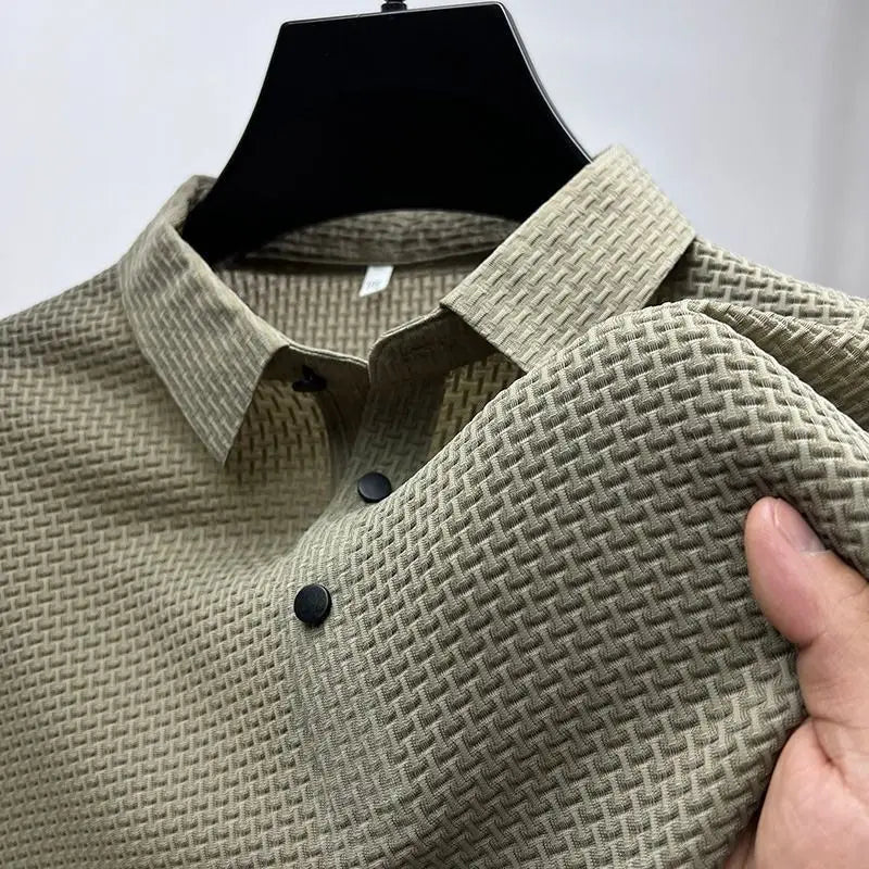 Lightweight Waffle Knit Polo Shirt