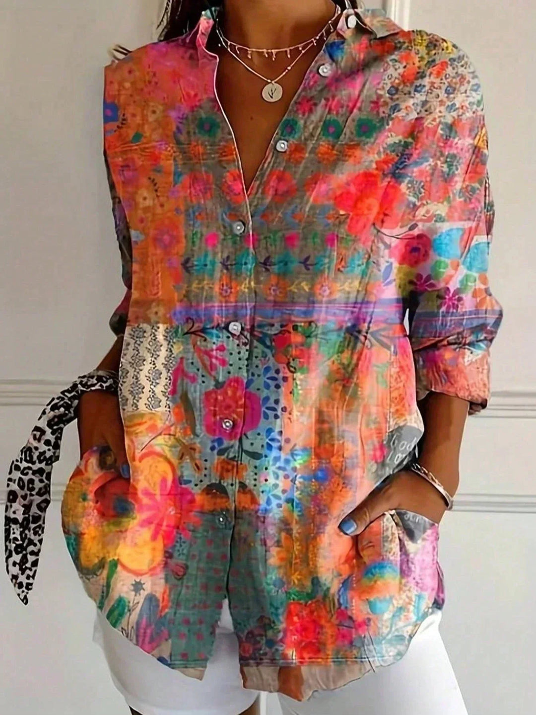 Elegant Long Sleeve Pattern Shirt