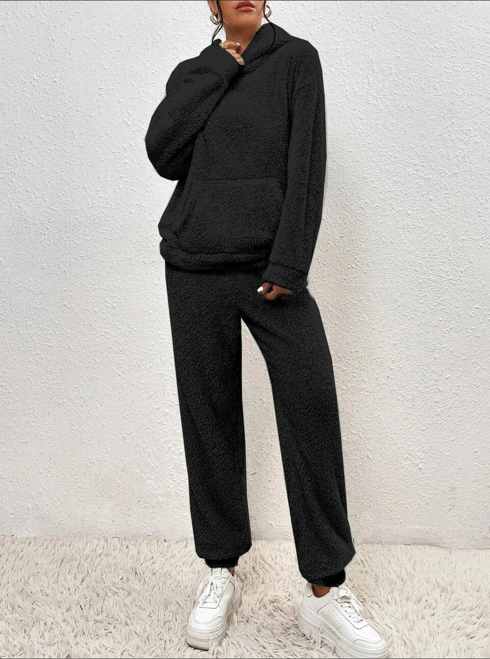 Cozy Teddy Two-Piece Loungewear Set for Women
