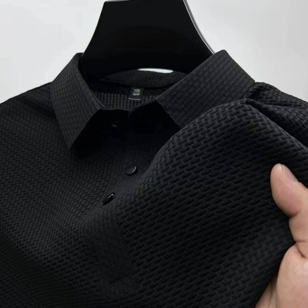 Lightweight Waffle Knit Polo Shirt