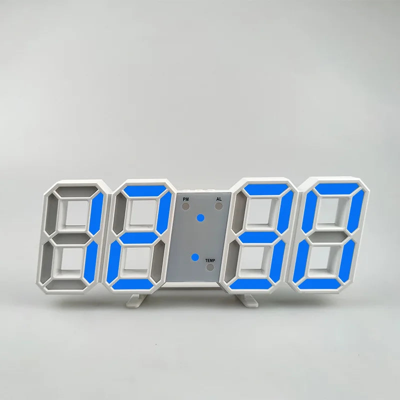 Modern 3D LED Wall Clock with Temperature Display for Home and Office