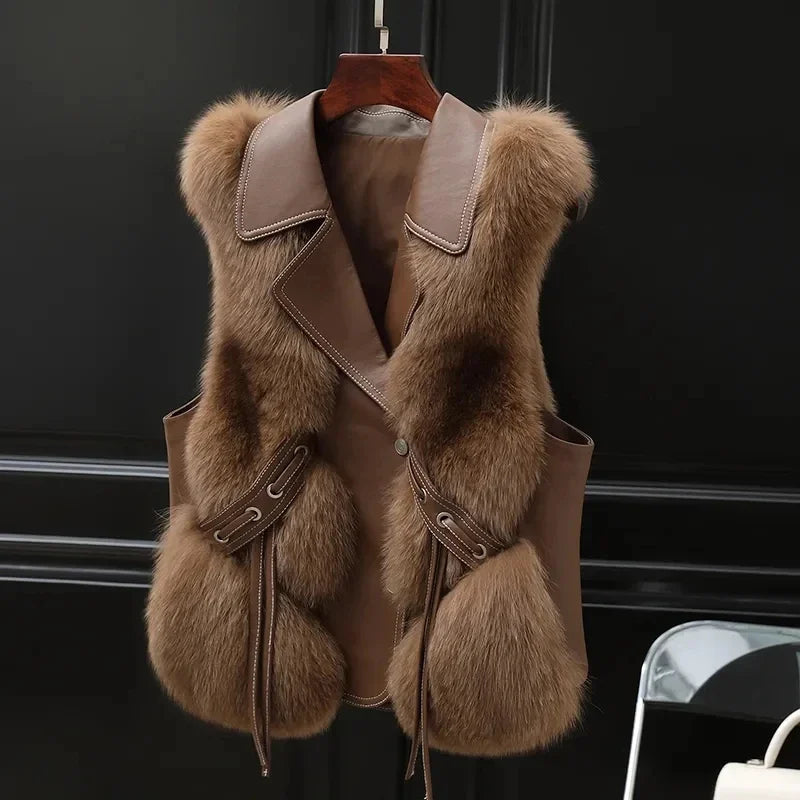 Chic Faux Fur Belted Vest