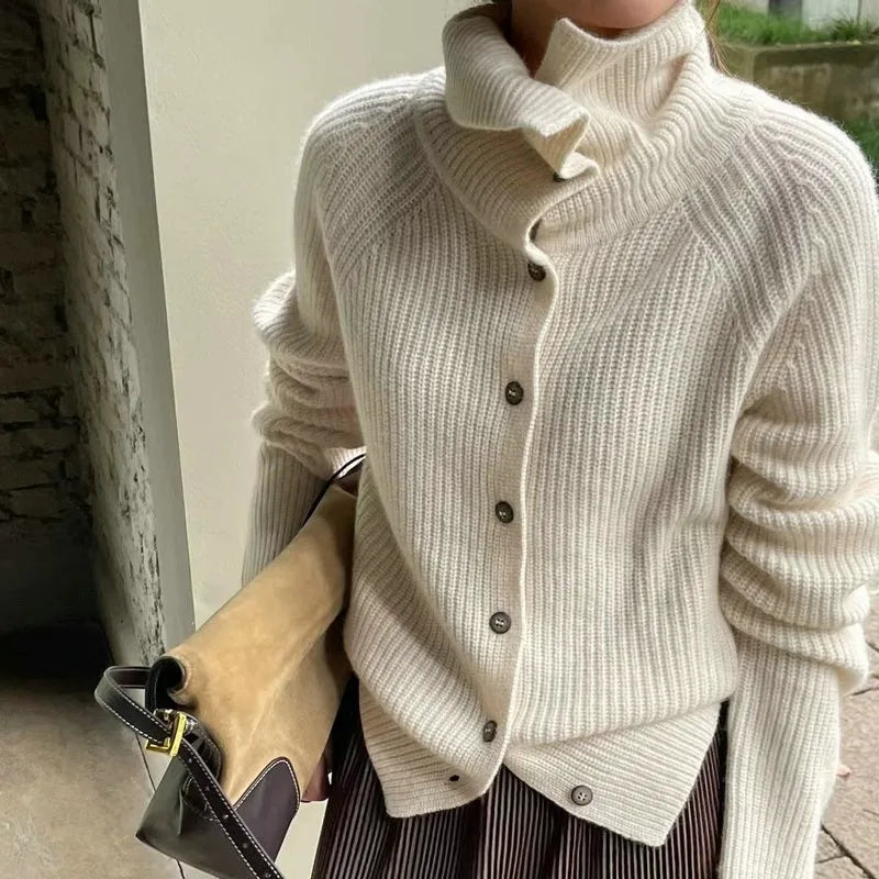 Cozy Turtleneck Buttoned Sweater for Women