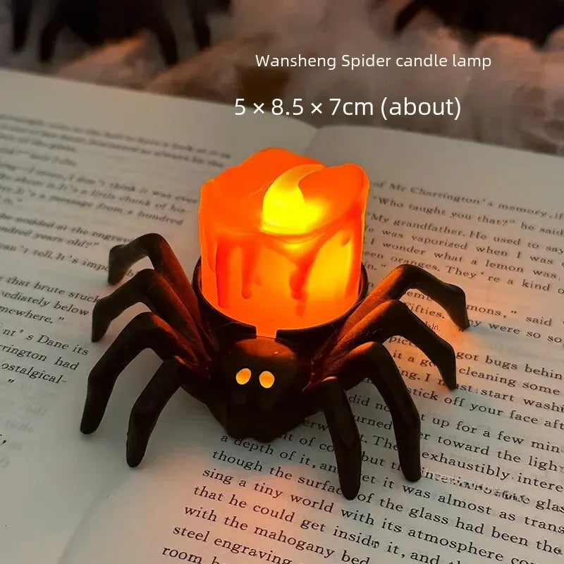 Spooky LED Glowing Spider Candle Lamp for Halloween Decor