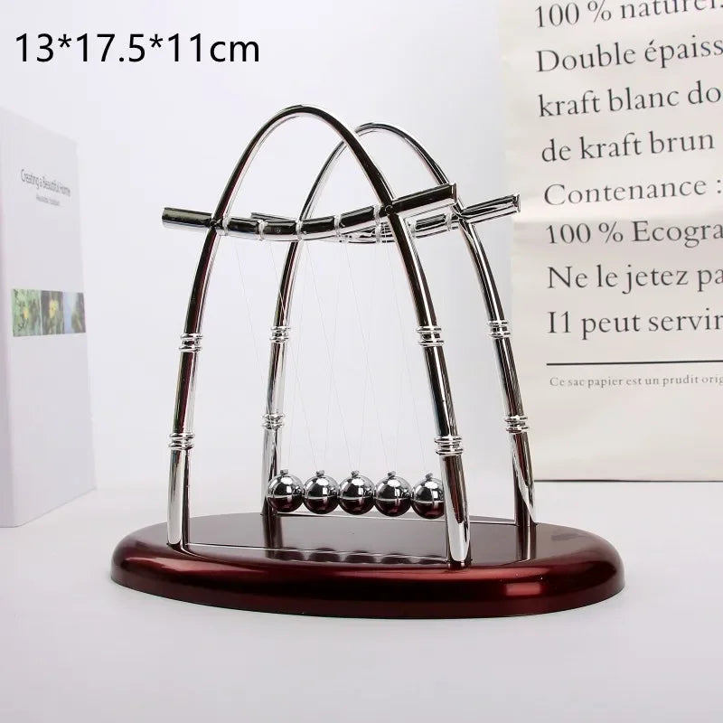 Kinetic Newton Pendulum Balance Balls Steel & Wood Home Decor
